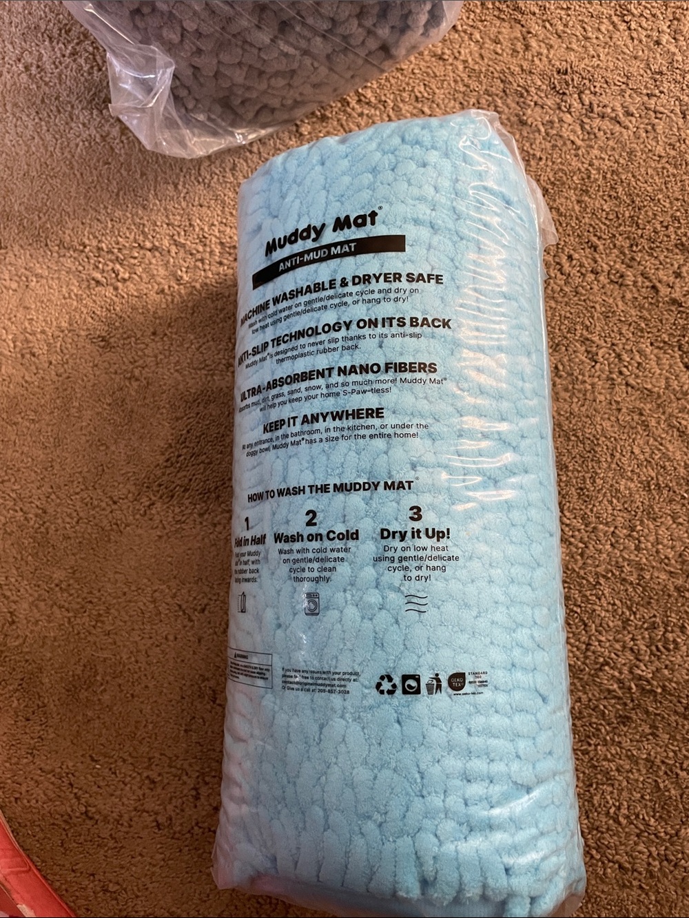 Muddy mat rug light blue 24 inches by 36 inches